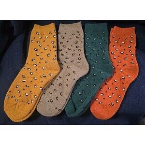 4 Pack Women's Hiking Socks - Cute Leopard Print